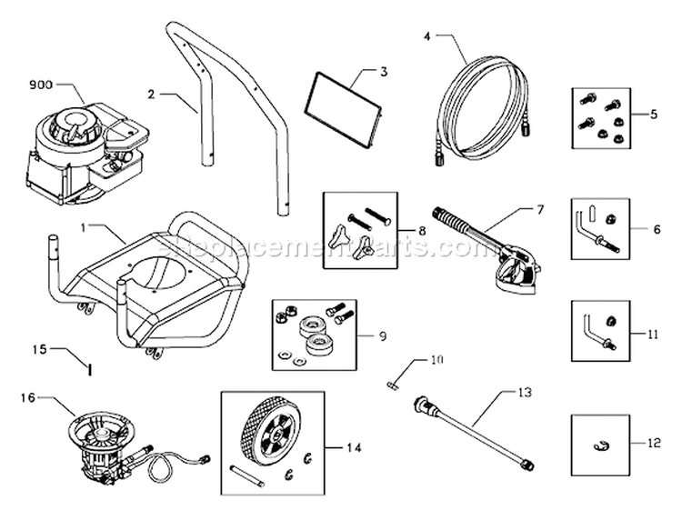 Page A Diagram and Parts List for 1908-0  Briggs and Stratton Pressure Washer